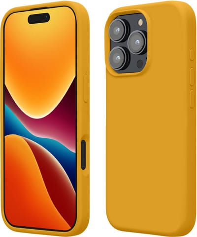 kwmobile telefoonhoesje geschikt voor Apple iPhone 16 Pro - Hoesje met siliconen coating - Smartphone case in honinggeel