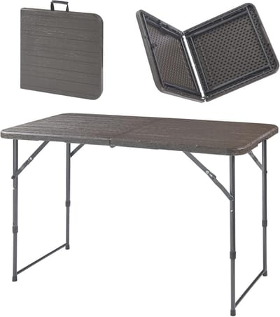 In hoogte verstelbare klaptafel voor buiten en tuin - Opvouwbare kunststof tuintafel 120x60 cm