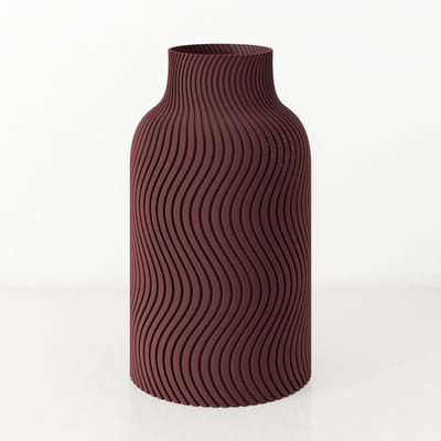 Fleuriek Vaas - Rood - H30cm - Japandi - Wavy patroon vaas - Design vaas van bio kunststof - Tafeldecoratie