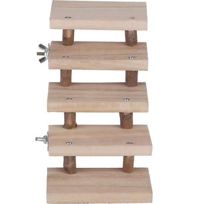 Échelle Hamster Bois Naturel 5 Échelons Jouet Perroquet Escaliers d'Escalade Jouets pour Animaux de Compagnie Cadeau Accessoires Cage