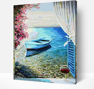 Schilderen Op Nummer Volwassenen DIY Paint By Number Compleet Hobby Pakket op Frame met Vernis - ®Arty Bee - Zeezicht Zijde 40x50cm