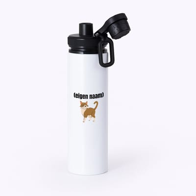 Hacebo® - kat met eigen naam waterfles met draaidop zwart - Katten - katten liefhebbers - iemand die houdt van katten - verjaardag - cadeau - kado - water fles - 850ML