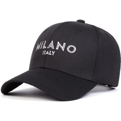 Unisex Milano Letter Borduur Baseballpetten Lente Herfst Buiten Verstelbare Casual Petten Zonbescherming Pet black