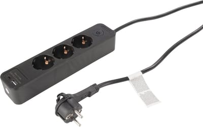 Q-Link stekkerdoos - 3-voudig - randaarde - met platte stekker - USB A/C - 3 x 1.5 mmÂ² - 1.5 m - zwart