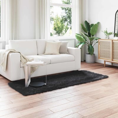 vidaXL - Tapijt - van - imitatie - schapenvacht - TAFALLA - Zwart - 80 - x - 200 - cm