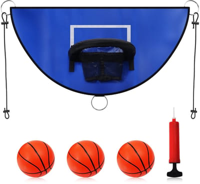 Dailygoods- Trampoline met Basketbalstandaard - Trampoline Accessoire - Mini-Basketbal - Binnen/Buiten Gebruik - PVC-Materiaal - Achterwand 90 x 50 cm - Basketbalset