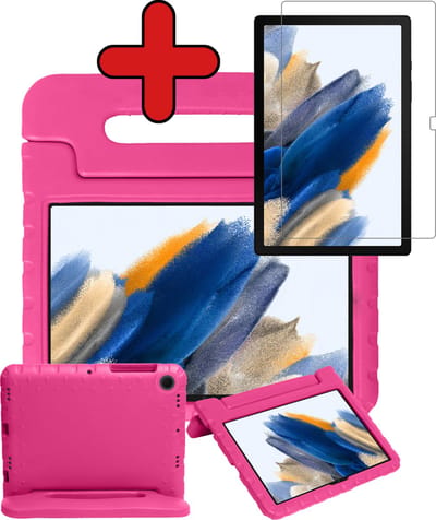 Hoesje - Geschikt voor Samsung Galaxy Tab A8 - Met Screenprotector - Kinderhoes - Shockproof Bumper - Kidsproof Case - Tablethoes - Kinder Hoes Cover - Roze