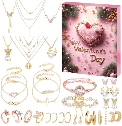2026 Sieraden Adventskalender Valentijnsdag Countdown Sieraden Set Unieke Armbanden Ringen Kettingen Sieraden Accessoires voor Dochter Vriendin Vrouw Geschenken
