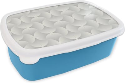 Broodtrommel Blauw - Lunchbox Patronen - Zilver - Retro - Brooddoos 18x12x6 cm - Brood lunch box - Broodtrommels voor kinderen en volwassenen