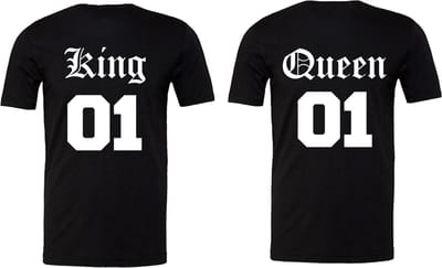Koppel Shirt King en Queen - Zwart Katoen - Maat S