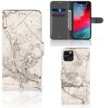 Apple iPhone 11 Pro Max Bookcase Marmer Beige
