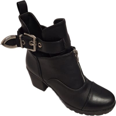LUCKYSHOES-FANCYBOOTS- STRIP MET GESP-HAK 6 CM-LEDERLOOK-37