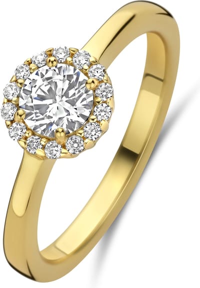 New Bling - 9NB-1538-50 - zilveren ring met zirkonia - 925 sterling silver - gold plated