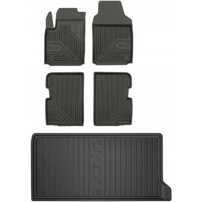 Frogum Voordeelset - Automatenset No.77 + Dry Zone Kofferbakmat - Geschikt voor Fiat 500 Hatchback (vanaf 2007) - Zonder Beats Audio - TPE Rubber - Geurloos - Zwart