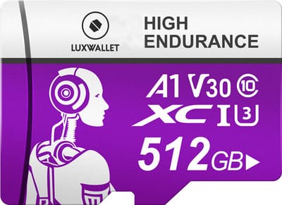 LUXWALLET® XC U3 - 512 GB Micro SD Kaart - TF Klasse 10 - High Endurance - Snelle Gegevensoverdracht - Paars