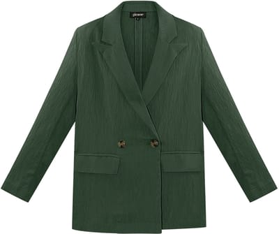 Gepolijste Vrouwen Blazer met Dubbele Knoopjas - Groen - Maat S