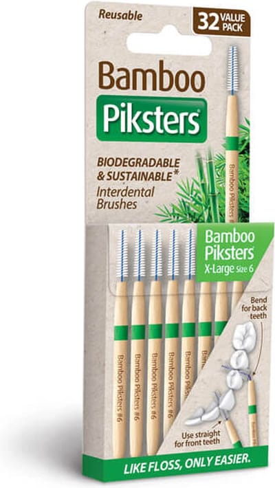 Piksters Bamboe Rechte Ragers - Maat 6 - Groen - 32 stuks
