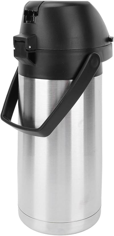 Thermos Drankdispenser - Koffiekan Pomp - Dranken Warm Houden - Dubbelwandige Isolatie - 1.9 Liter - Zilver