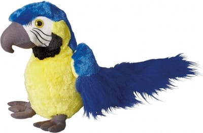 Pluche ara knuffel Macaw papegaai - blauw - 30 cm - knuffeldieren - vogels - voor kinderen - speelgoed