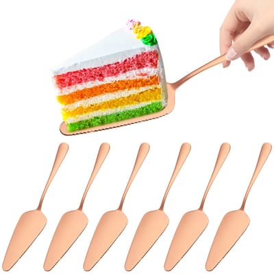 Taartscheppen, Taartschep met gekartelde, Taartschep van roestvrij staal gepolijst voor keuken, restaurants, feesten, Taartme, pizza-server, gekartelde taartschep (Roségoud)