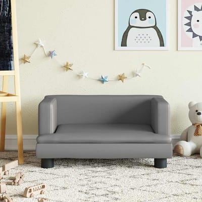 vidaXL - Kinderbank - 60x40x30 - cm - kunstleer - grijs