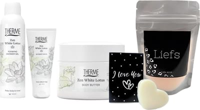 Therme Cadeauset Zen White Lotus Douche & Body Valentijn - Therme Shower Foam Zen White Lotus - Therme Body Butter Zen White Lotus