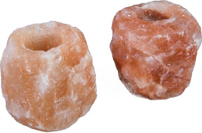 2 x Waxinelichthouder / Theelichthouder zoutsteen Himalaya - Groot 1-1,5kg 10x8cm