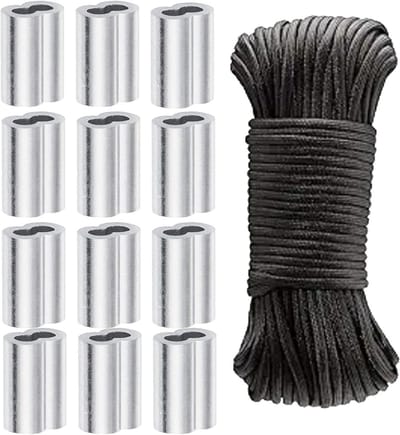 Allecto Plus - Nylon parachutekoord 10 m - zwart - voor knutselen en kamperen