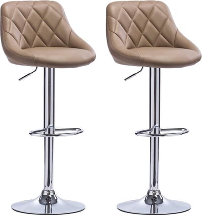 Designer Barkruk - Beige - Velvet - Ergonomisch - Verstelbaar - Zithoogte 60-82cm - Set van 2