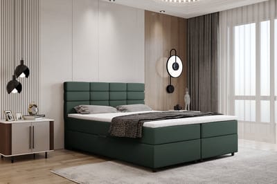 Boxspring met opbergruimte Reve 160 x 200 cm tweepersoons -Inclusief Topper - Flessengroen