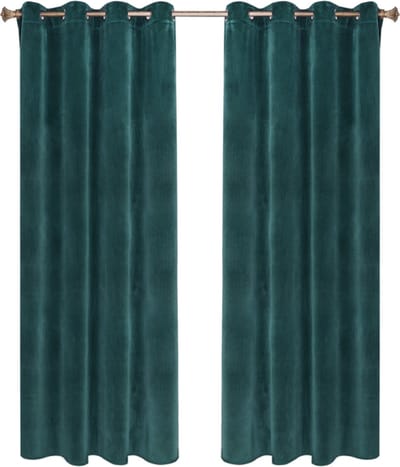 Happyment Gordijnen set Vida 2 stuks - groen 140x245cm - Verduisterend - met Plooiband - Fluweel Isolerend