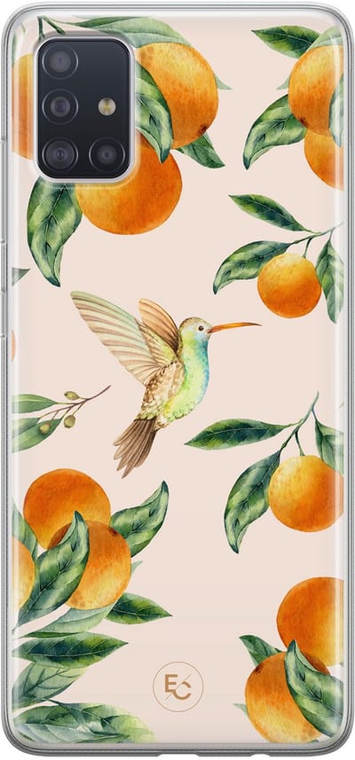 Hoesje geschikt voor Samsung Galaxy A51 - Tropical fruit - Soft Case - TPU - Natuur - Oranje - ELLECHIQ