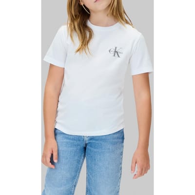 Calvin Klein Unisex Small Monologo Ss Tee Bright White Talla: 8 | Camisetas Outlet | Unisex | Blanco