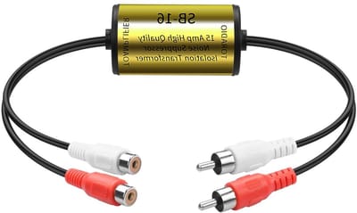 Audio Ruisfilter - Geluidsdemper Isolator - Auto Audio Verbeteren - Elimineert Grondlus Ruis - 2 Kanaals - Zwart