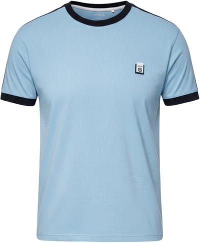 OMBRE T-shirt - Regular Fit - Katoen - Korte Mouw Denimblauw S