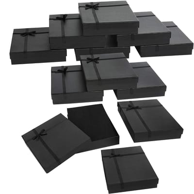 Dailygoods- Sieradenbox 12 Stuks - Papieren Cadeaudoos - Geschenkdoos met Deksel - Sieraden Opslag - 16 x 12 x 3 cm - Velours Inleg