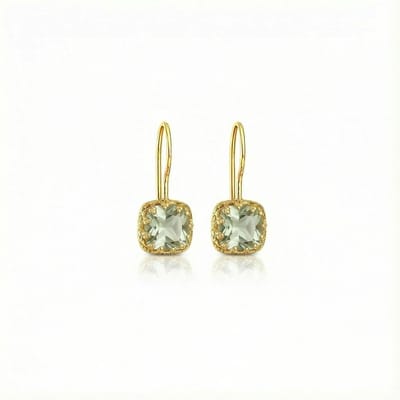 Petit Comité - Oorhangers Elodie - Groene Amethist - 925 sterling zilver - 14k gold plated