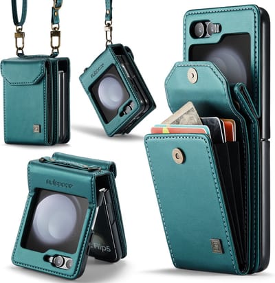 Luxe Flip Case met RFID Bescherming Kaarthouder voor Samsung Galaxy Z Flip 6 / Z Flip 7 FE _ Groen