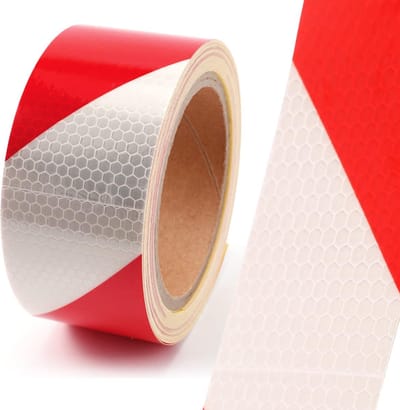 Rol Reflectie Tape Rood/Wit - 5CMx10M - Veiligheids stickers voor verkeer - vrachtwagen, motor, aanhangwagen, evenementen etc. Reflecterende tape PVC