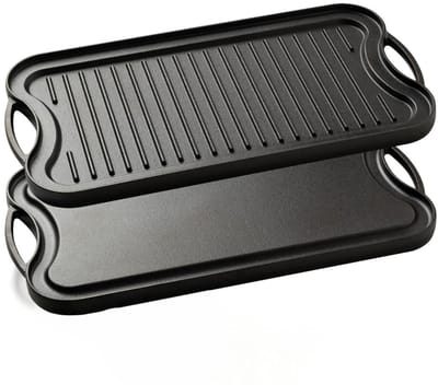 CLGP® Grillplaat Inductie - Bakplaat - Gietijzer - Zwart