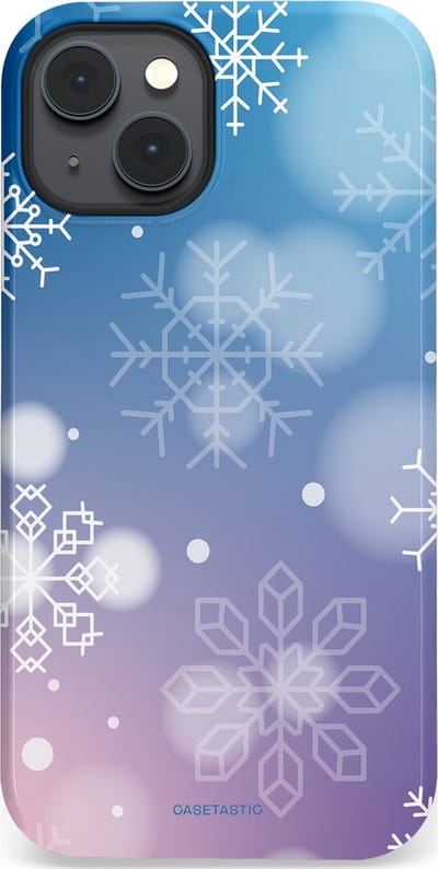 Casetastic hoesje geschikt voor Apple iPhone 14 Plus - MagSafe - Dubbellaagse bescherming - Winterse Sneeuwvlokken - Fashion Case - Lichtblauw Lavendel Lichtgrijs Lichtroze