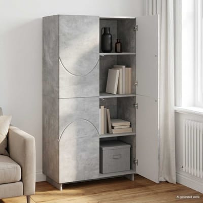 vidaXL - Highboard - Betongrijs - 79 - x - 41 - x - 151 - cm - Bewerkt - hout