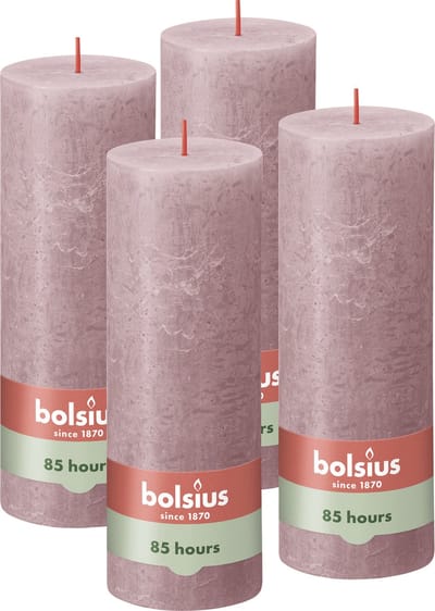 Bolsius - Rustieke Kaars - 4 Stuks - Oud Roze - 19cm