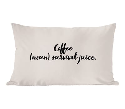 Sierkussens - Kussentjes Woonkamer - 60x40 cm - Koffie definitie - Coffee (noun) survival juice - Woordenboek - Quotes - Spreuken