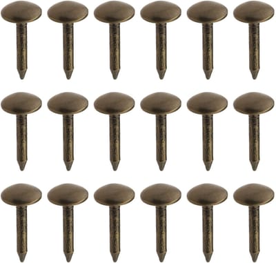 Dailygoods- Meubelspijkers 200 Stuks - Ronde Koepelvormige Hoofd - Antiek Messing - Bevestigingsmiddelen - Dikker Metaal - 6x12mm - Klinknagels