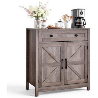 VEVOR Keukenkast, Dressoir met Lade en 2 Schuifdeuren, Buffetkast voor Woonkamer, Eetkamer, Hal, Gang, Keuken, 75x37,5x80 cm, Landelijke Stijl, Grijs