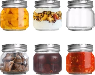 Set van 6 Glazen Potten van 250 ml met Schroefdeksel - Lekvrije Oats Container, Perfect voor Overnight Oats, Sap en Salades