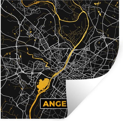 Muurstickers - Sticker Folie - Angers – Plattegrond – Frankrijk – Kaart – Stadskaart - 100x100 cm - Plakfolie - Muurstickers Kinderkamer - Zelfklevend Behang XXL - Zelfklevend behangpapier - Stickerfolie