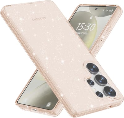 Coverup Hoesje - Geschikt voor Samsung Galaxy S25 Ultra Hoesje - Coverup Glitter TPU Back Cover - Goud