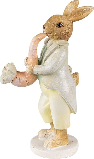 Clayre & Eef Beeld Konijn 16 cm Groen Geel Polyresin